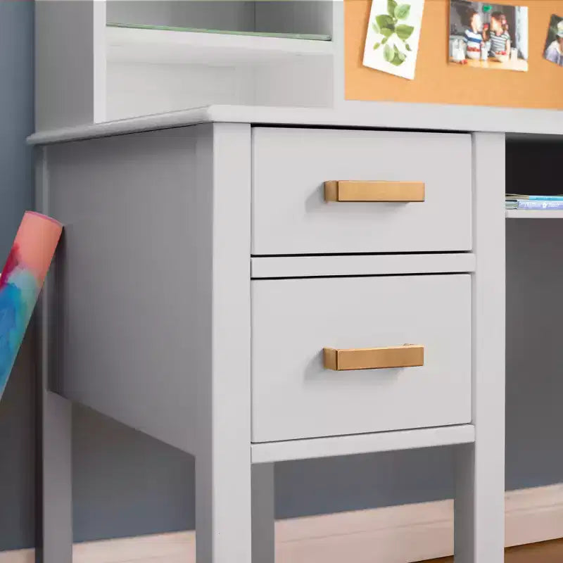 Set Scrivania e Sedia per Bambini con Credenza – Tavolo da Studio in Legno con Cassetti e Ripiani Contenitori