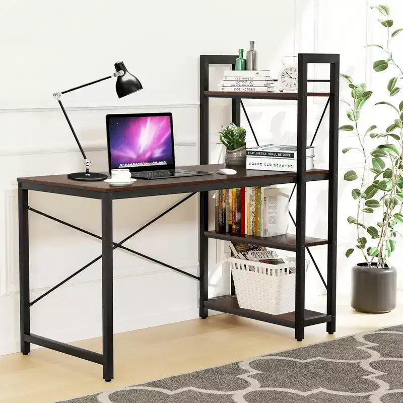 Scrivania per computer da 47,5" con libreria a 4 ripiani