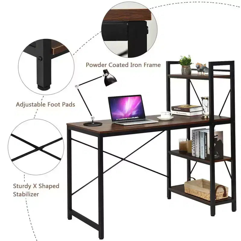 Scrivania per computer da 47,5" con libreria a 4 ripiani