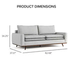 Divano mid-century da 82" con rivestimento in cotone-lino e cuscini sfoderabili