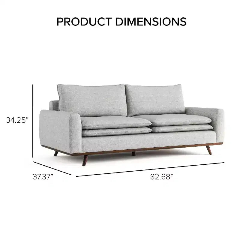 Divano mid-century da 82" con rivestimento in cotone-lino e cuscini sfoderabili