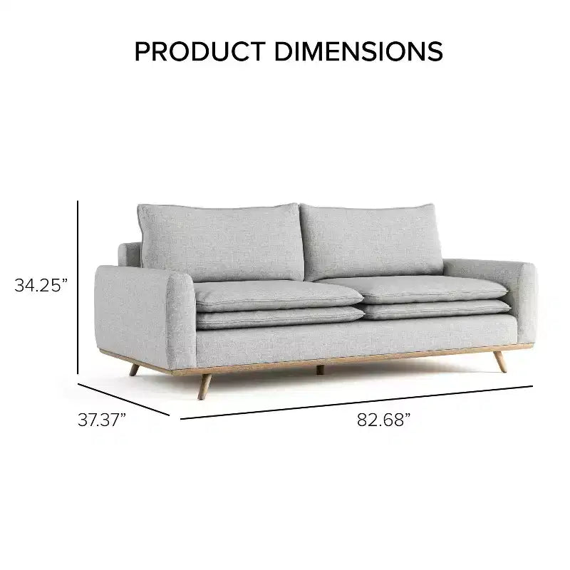 Divano mid-century da 82" con rivestimento in cotone-lino e cuscini sfoderabili