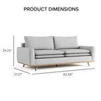 Divano mid-century da 82" con rivestimento in cotone-lino e cuscini sfoderabili