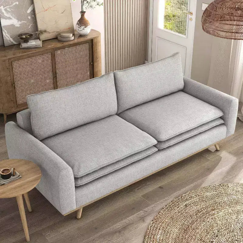 Divano mid-century da 82" con rivestimento in cotone-lino e cuscini sfoderabili
