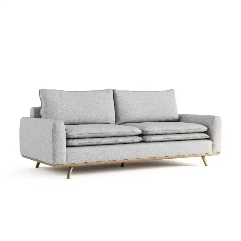 Divano mid-century da 82" con rivestimento in cotone-lino e cuscini sfoderabili