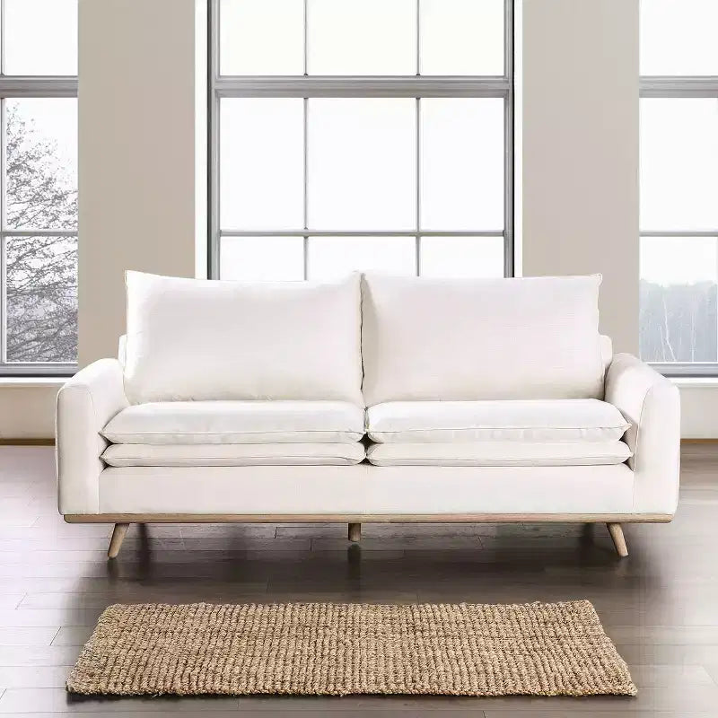 Divano mid-century da 82" con rivestimento in cotone-lino e cuscini sfoderabili