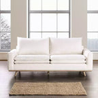 Divano mid-century da 82" con rivestimento in cotone-lino e cuscini sfoderabili