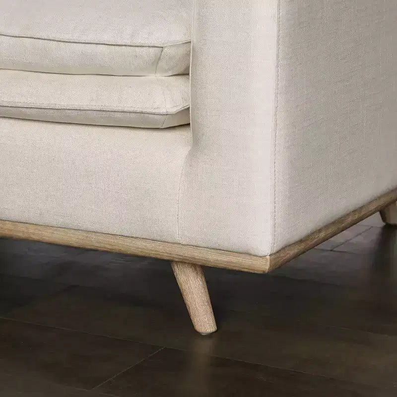 Divano mid-century da 82" con rivestimento in cotone-lino e cuscini sfoderabili
