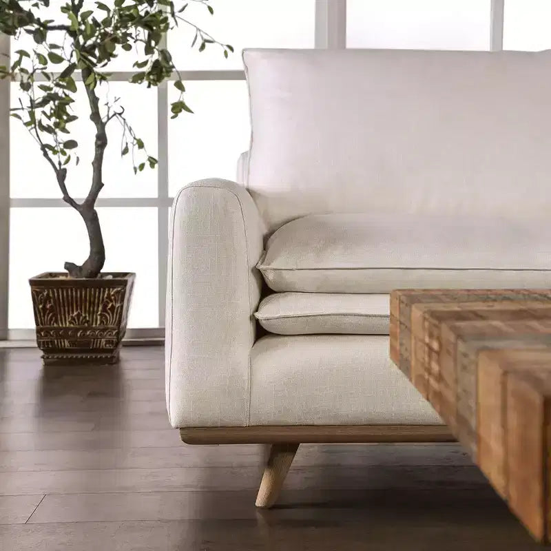 Divano mid-century da 82" con rivestimento in cotone-lino e cuscini sfoderabili