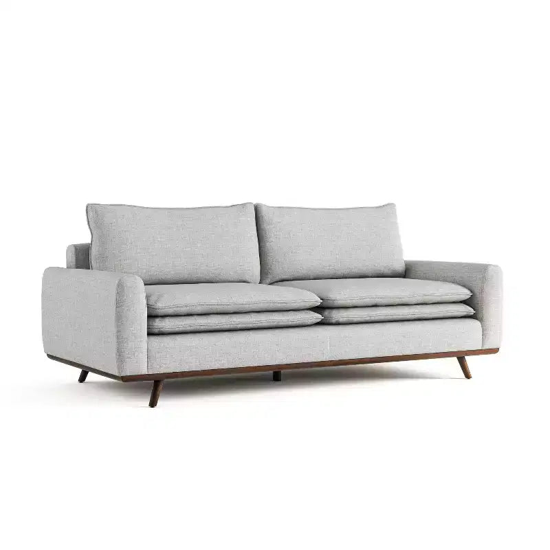 Divano mid-century da 82" con rivestimento in cotone-lino e cuscini sfoderabili