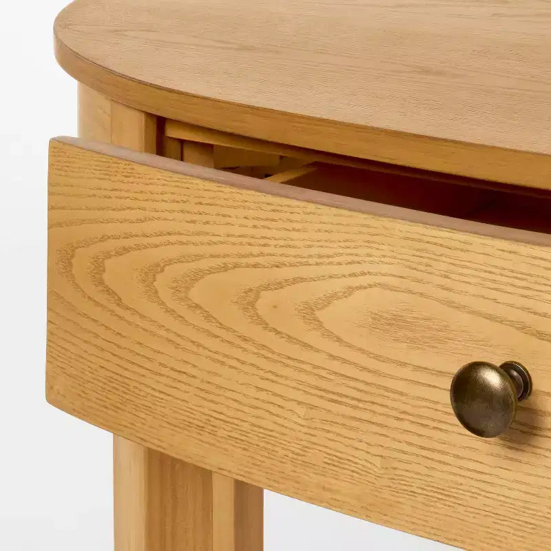 Consolle semiluna con cassetto – Finitura legno naturale